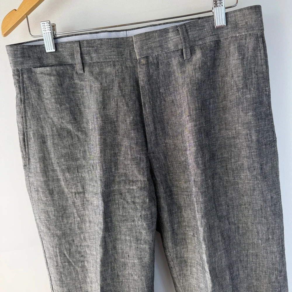 Banana Republic Linen Trousers Mens 32X34 Grey Classic Fit Straight